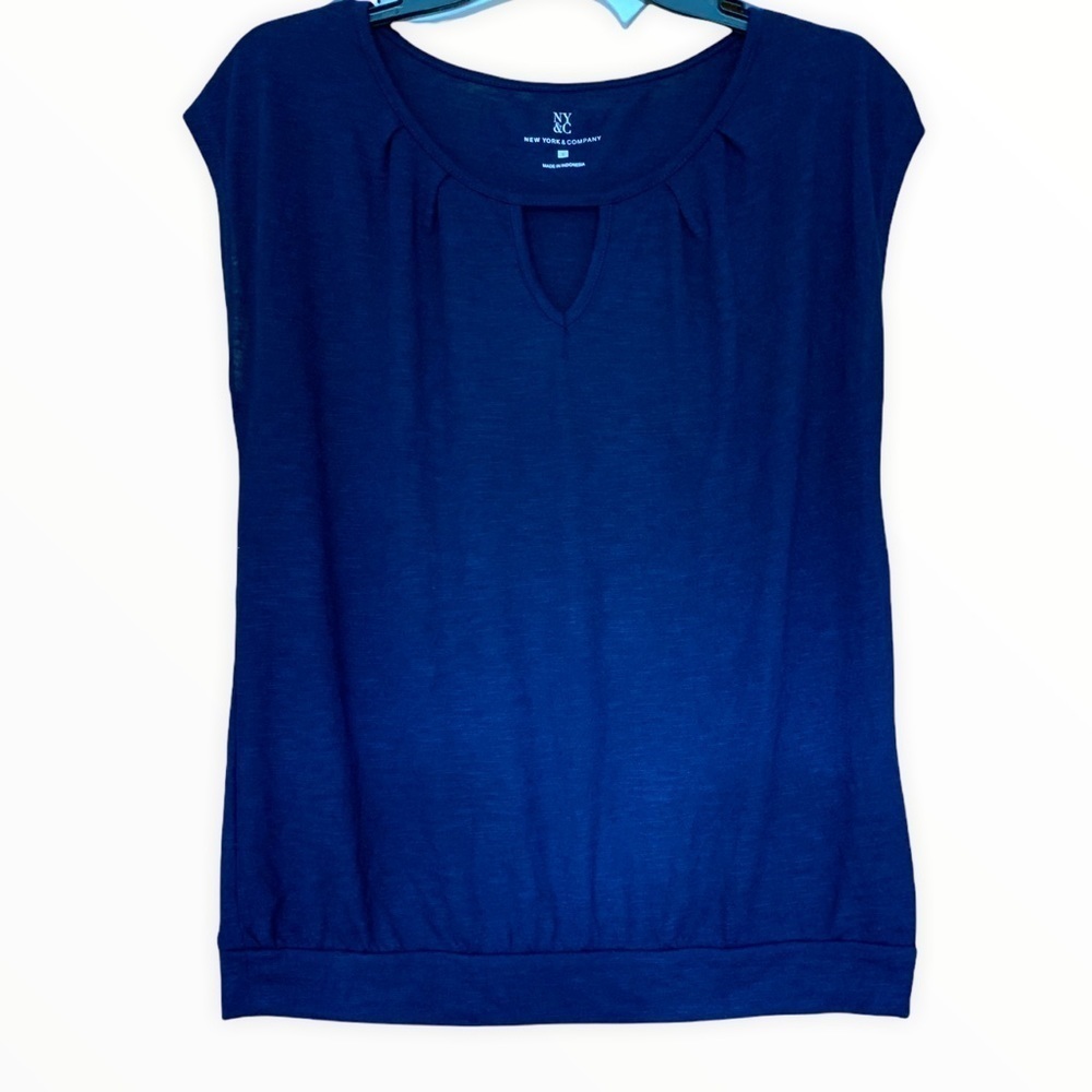 New York & Company Navy Blue Top Size S